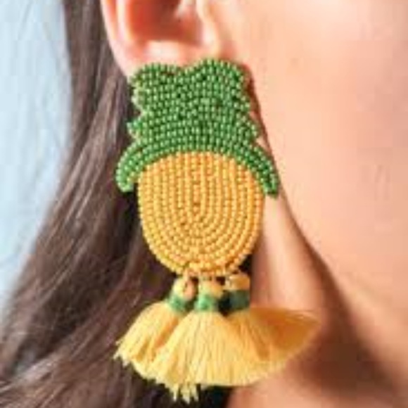 PINEAPPLE BEADED EARRINGS!!PINEAPPLE BEADED EARRIN - Picture 2 of 3